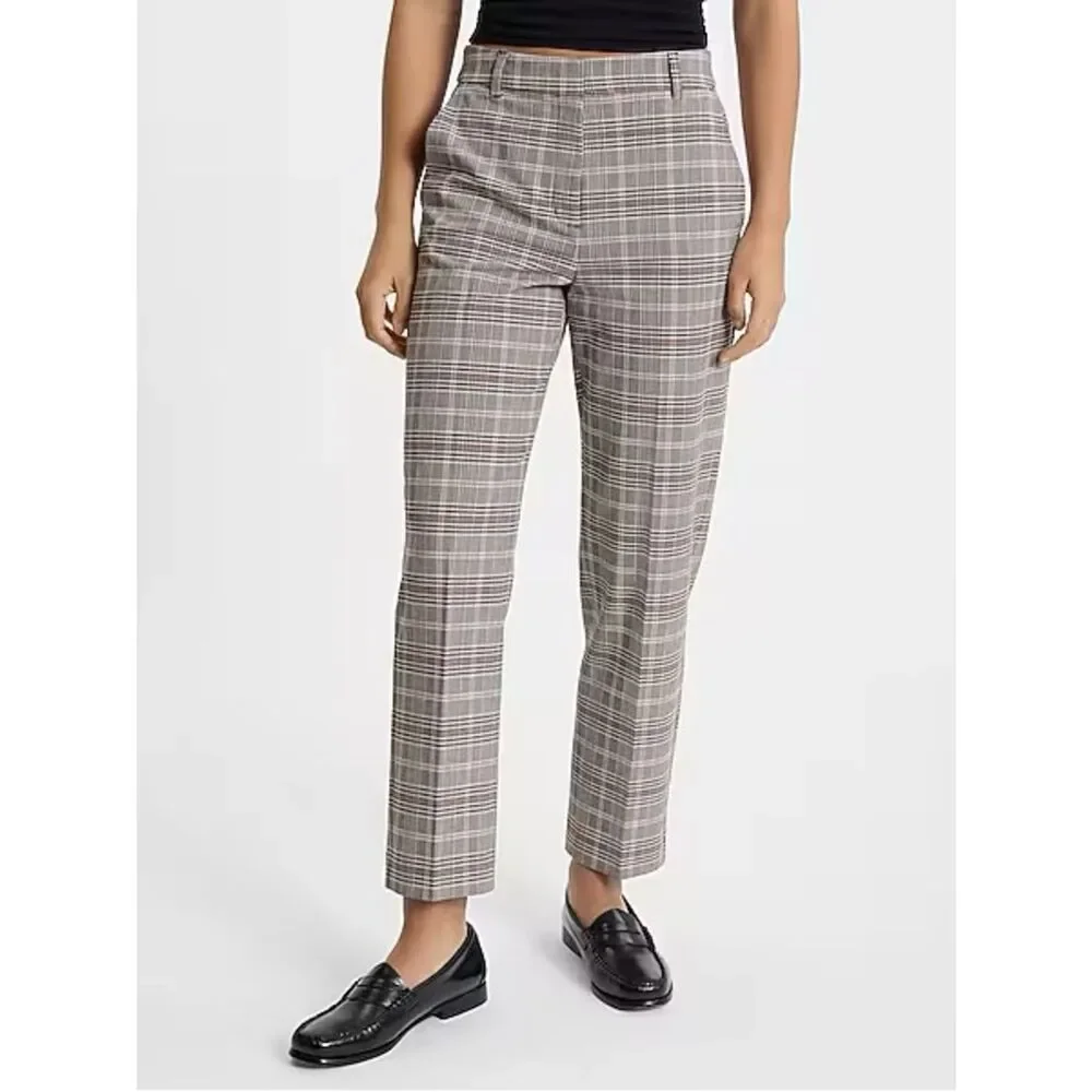 NEW Express Editor Super High Waisted Plaid Straight Ankle Pant Size 10 Long